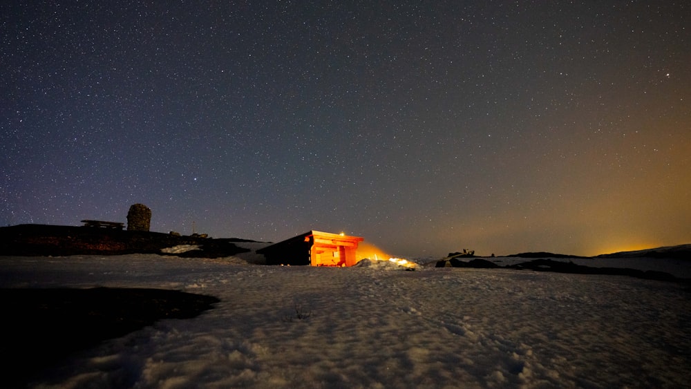 a building on a snowy hill