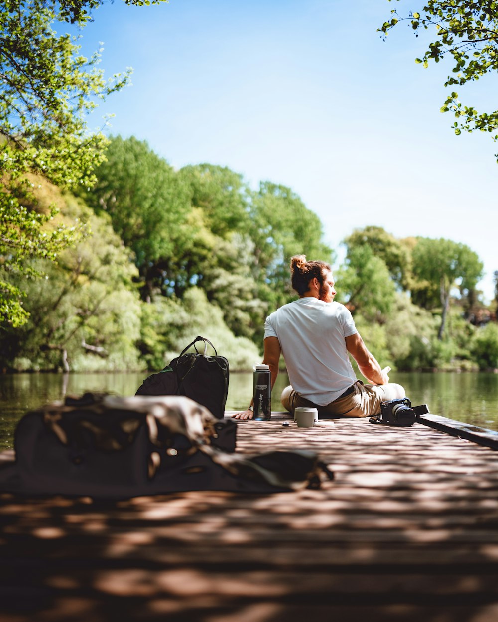 a man sitting on a bench