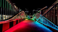 a long bridge with lights