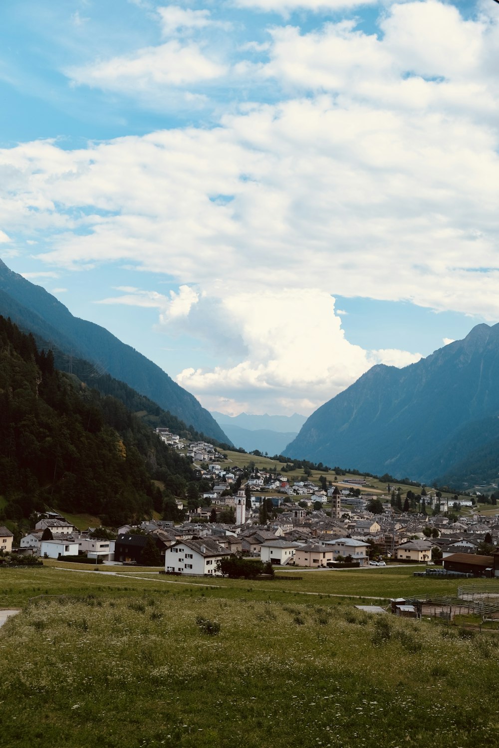 a small town in the valley between mountains