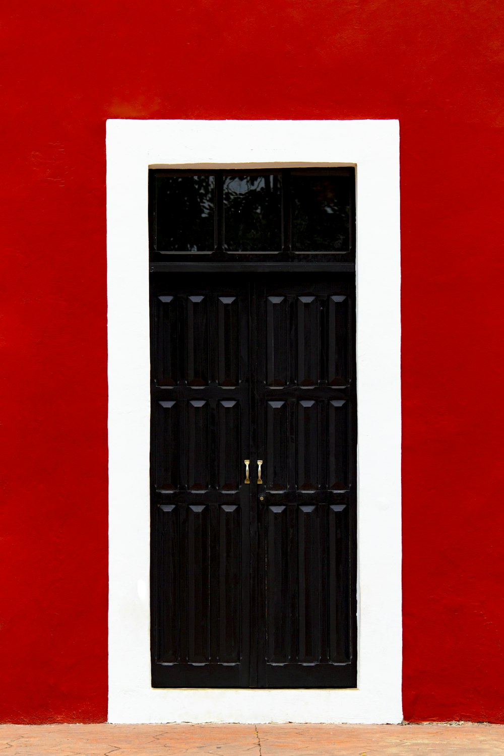 a black door with a window
