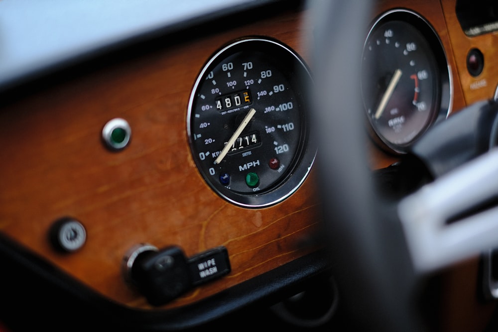 a close up of a car dashboard