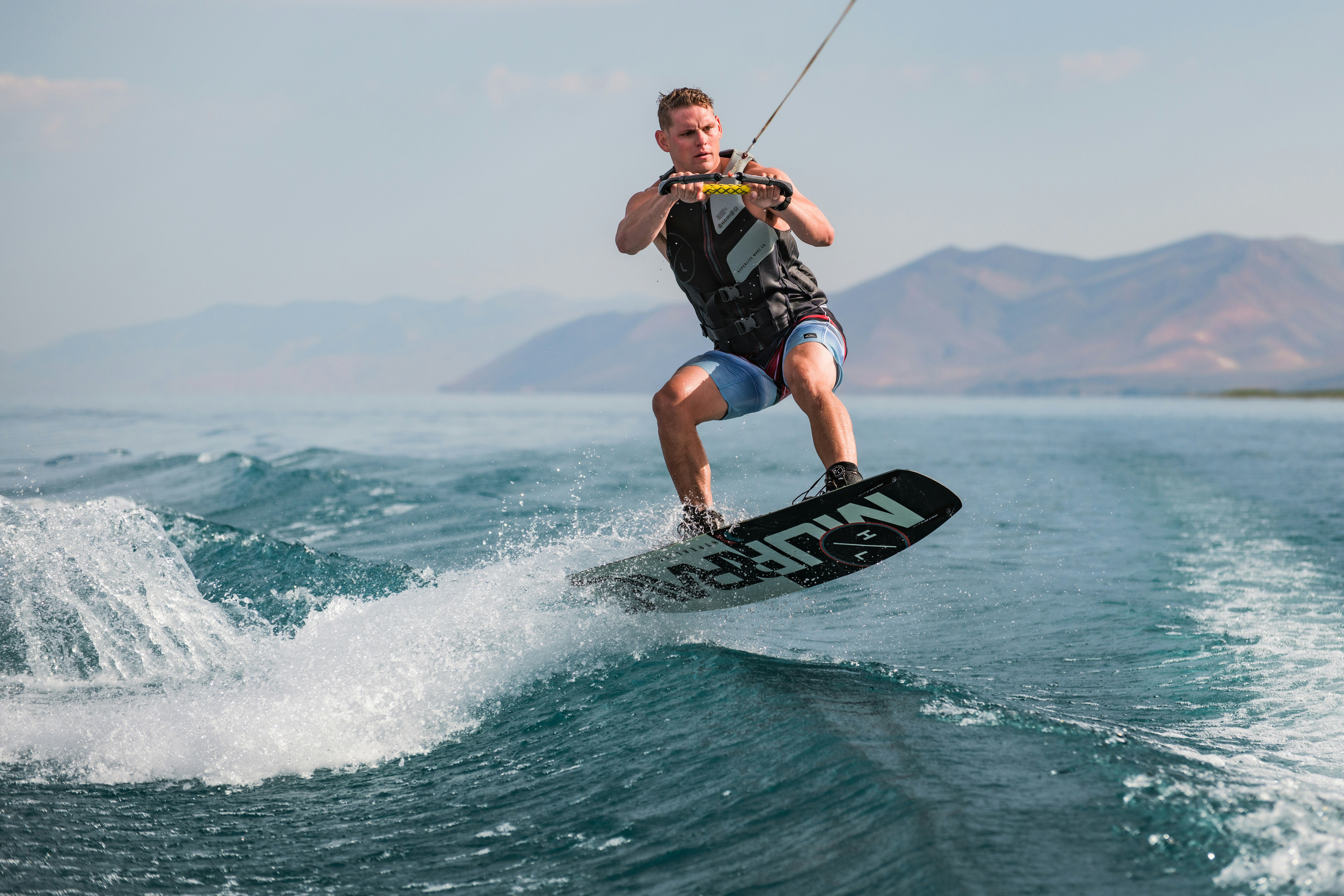 a man water skiing