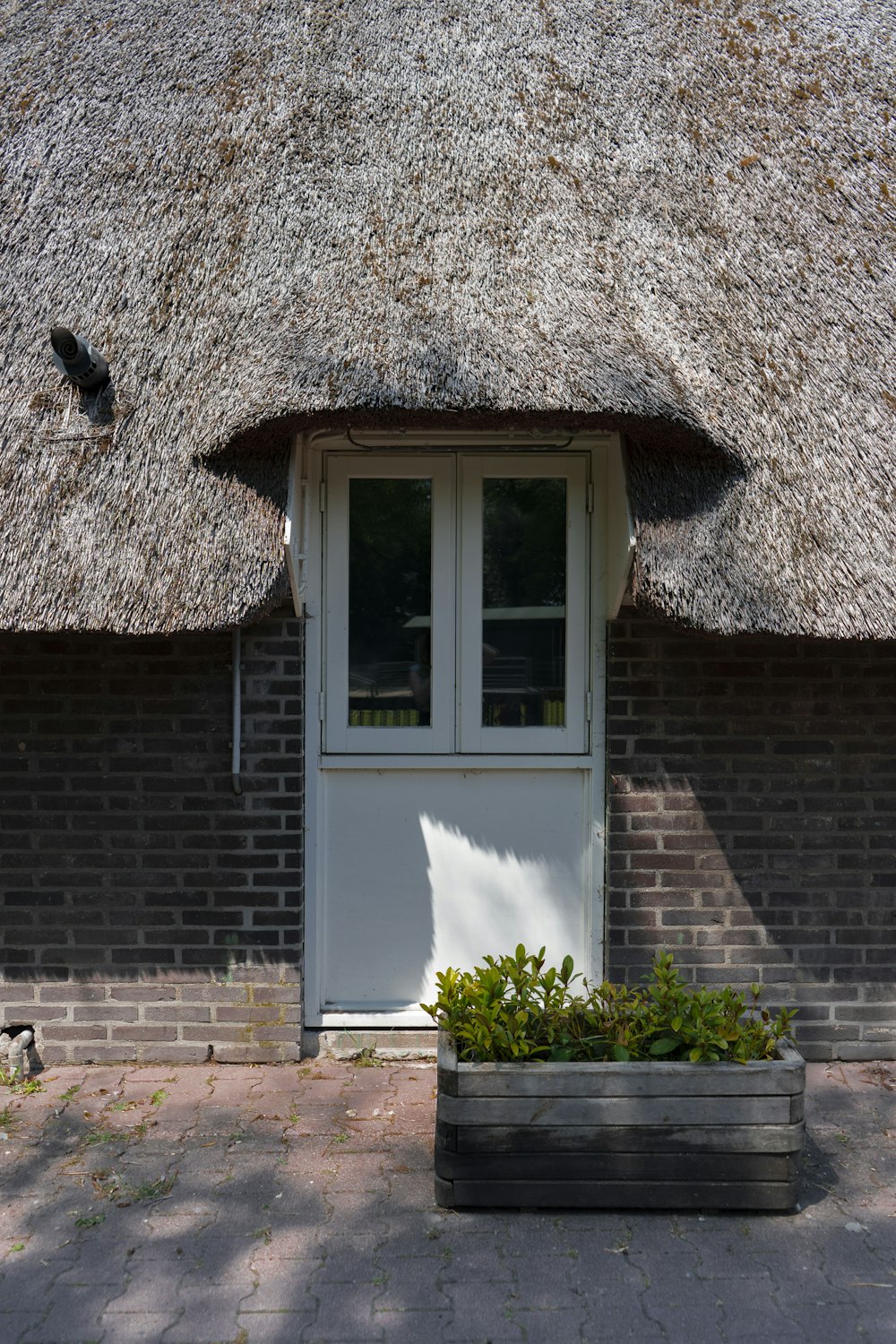 a door in a stone building