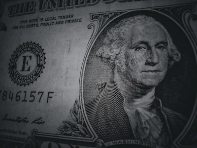 Close-up of a US dollar bill with intricate details and textures.