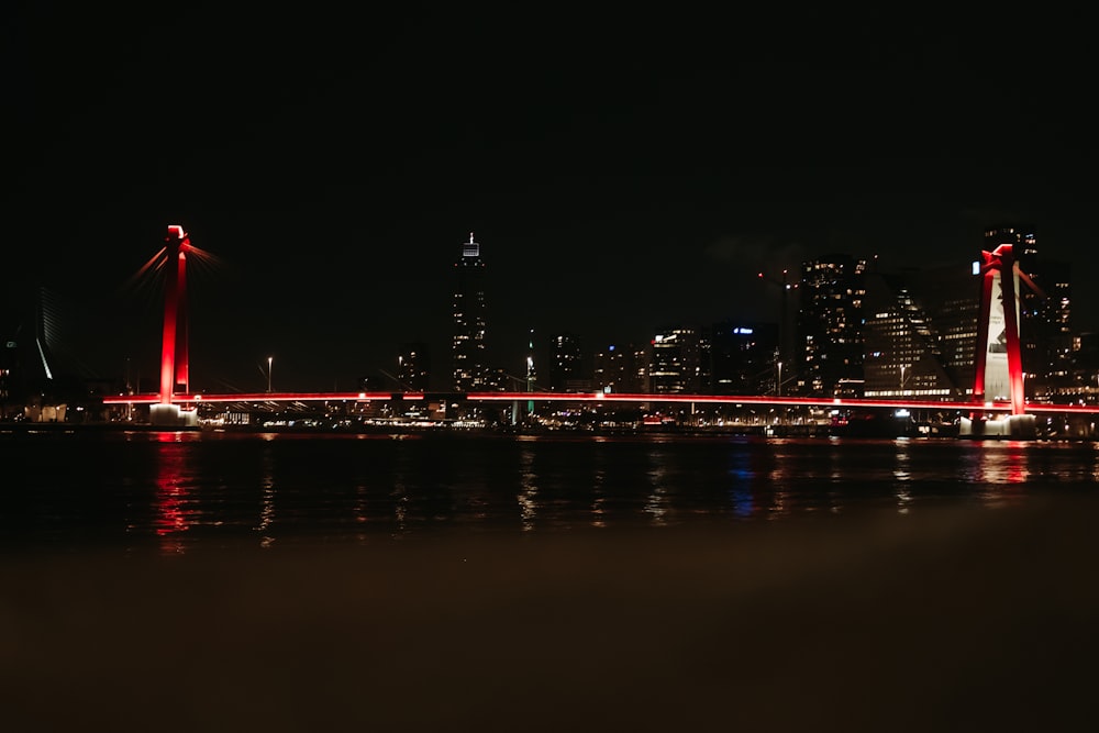 a city skyline at night