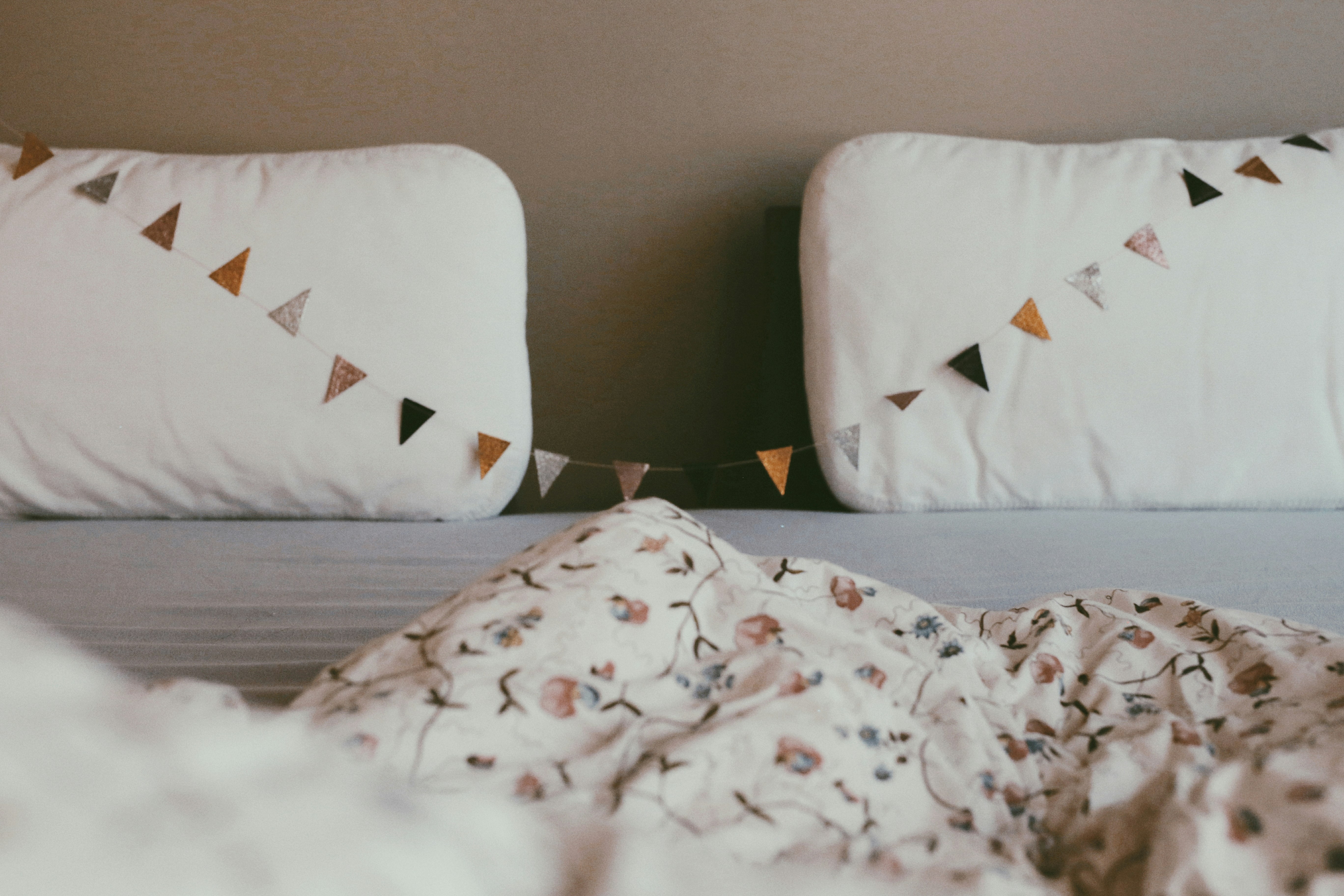 pillows on a bed