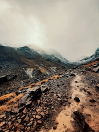 a rocky and snowy mountain