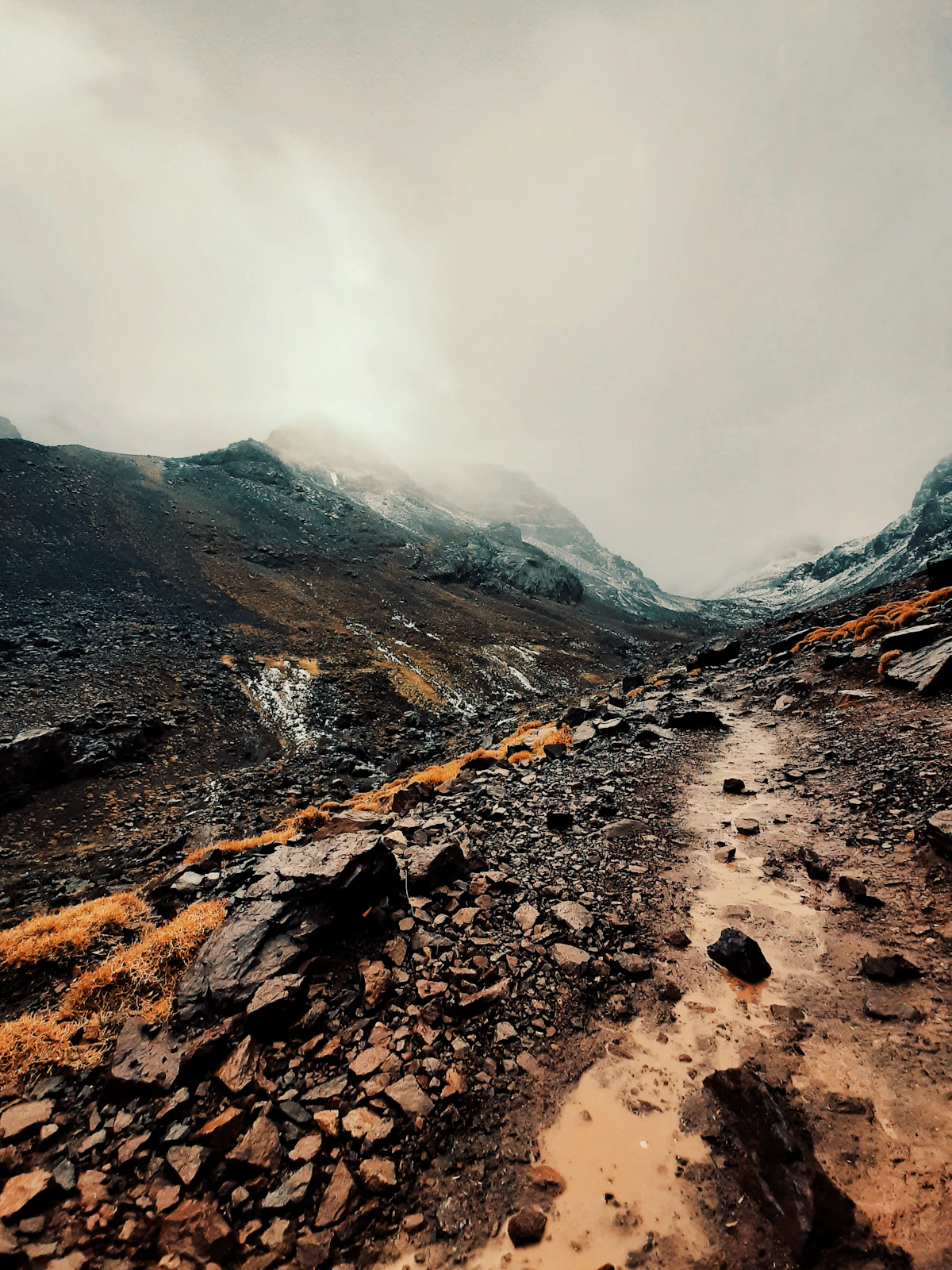 Rocky, snow-flecked summit of the High Atlas, Morocco