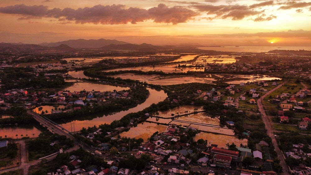 a city with a river running through it