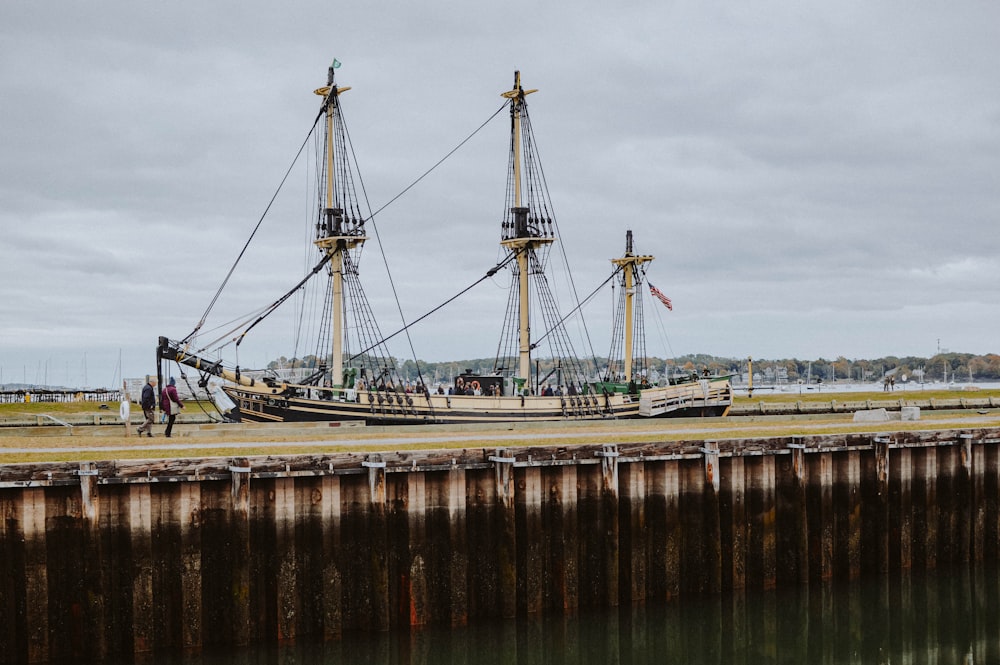 a boat docked at a pier