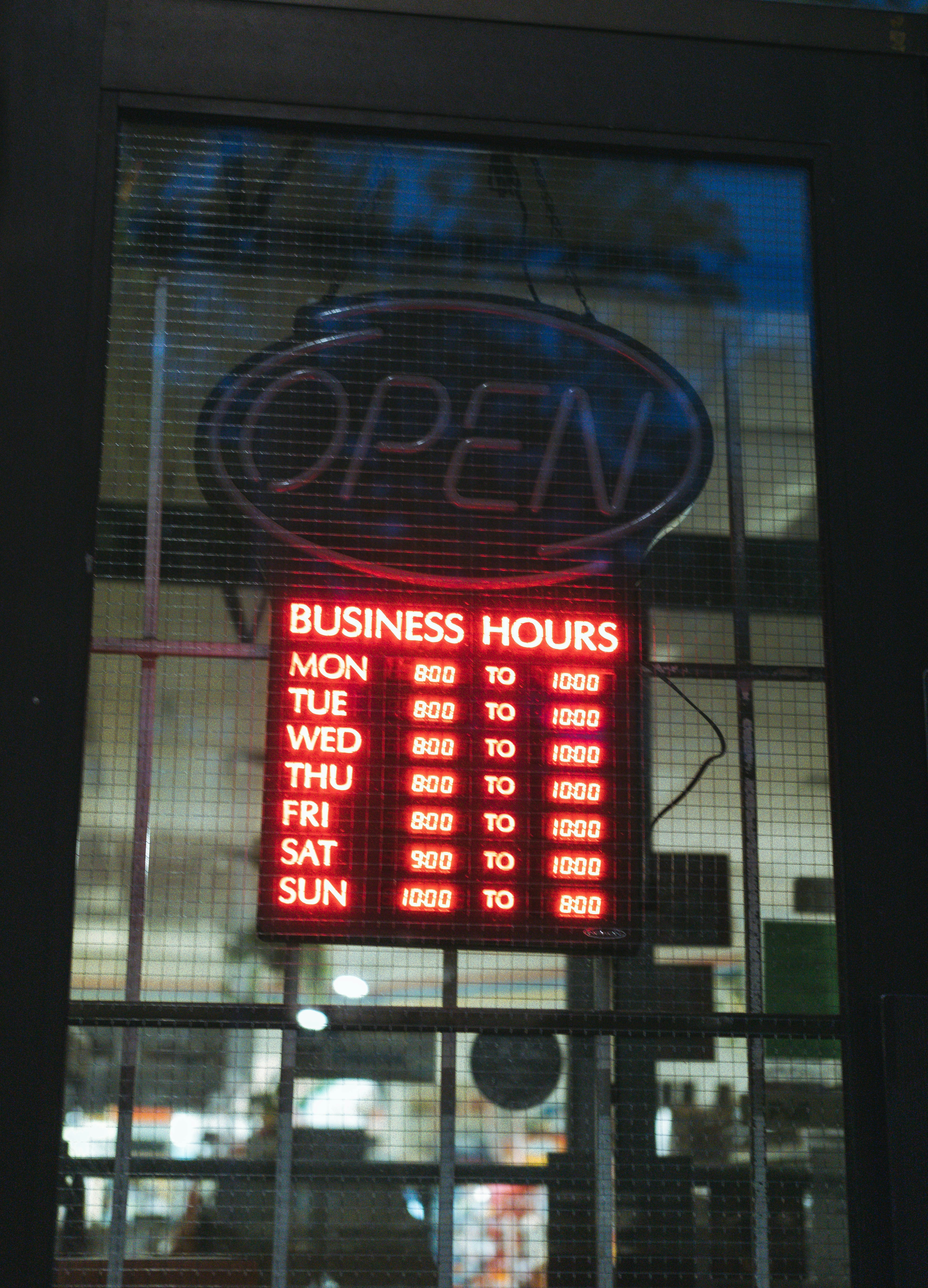 Business hours sign
