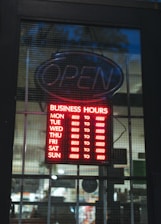a neon sign on a building