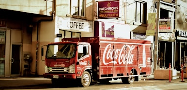 a coca-cola truck on the street