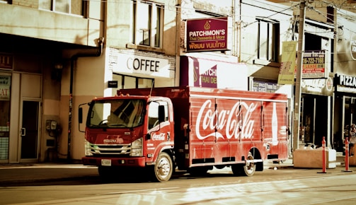 a coca-cola truck on the street
