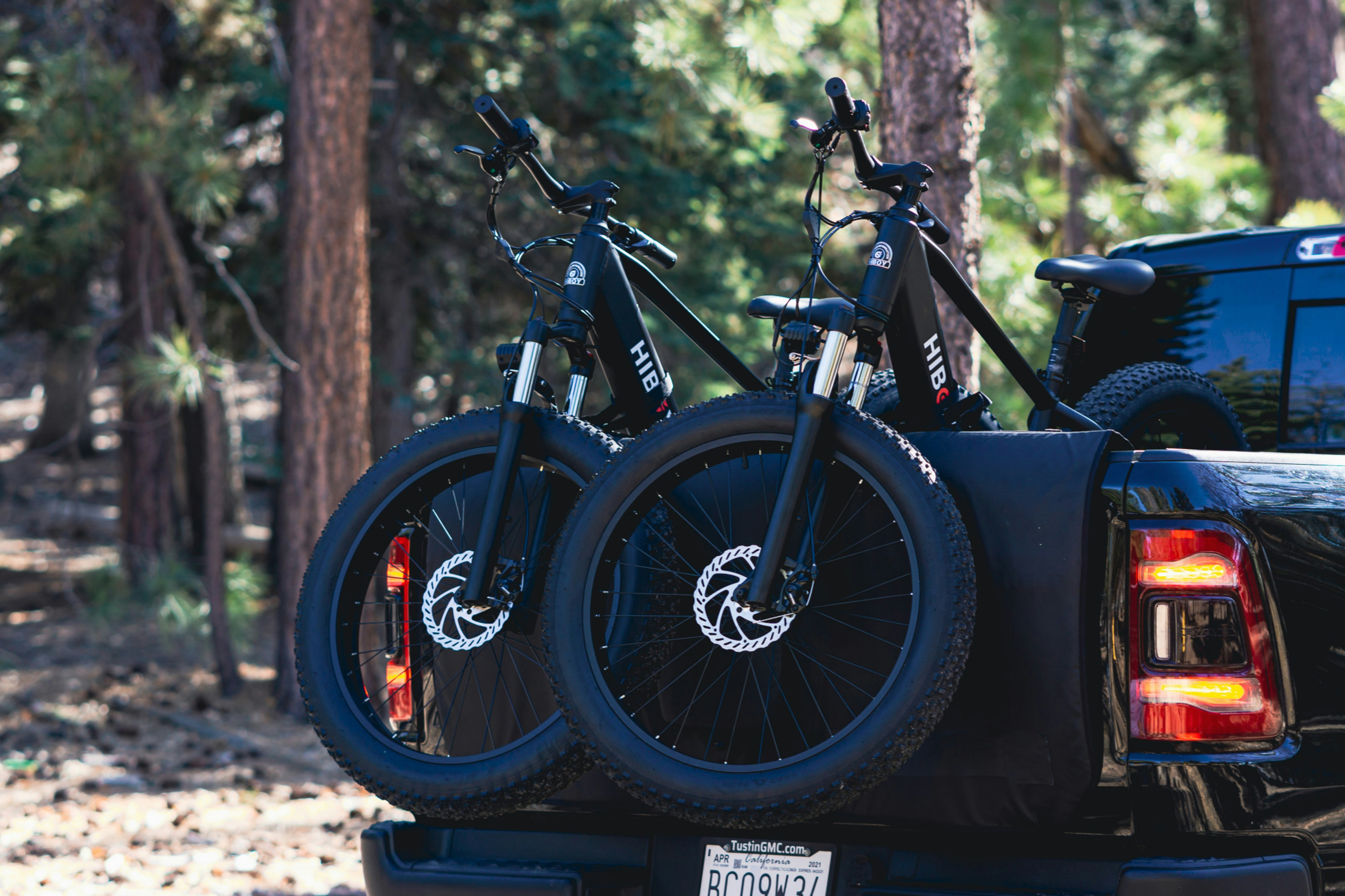 bicycles on the back of a car
