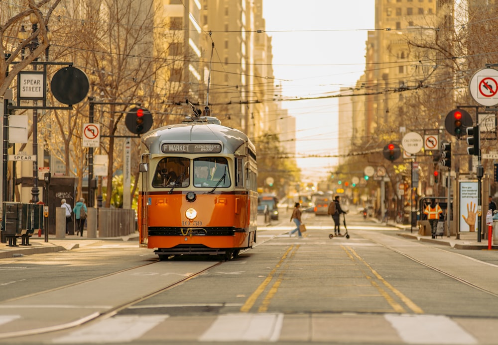 a trolley on a street