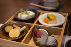 a table with plates of food