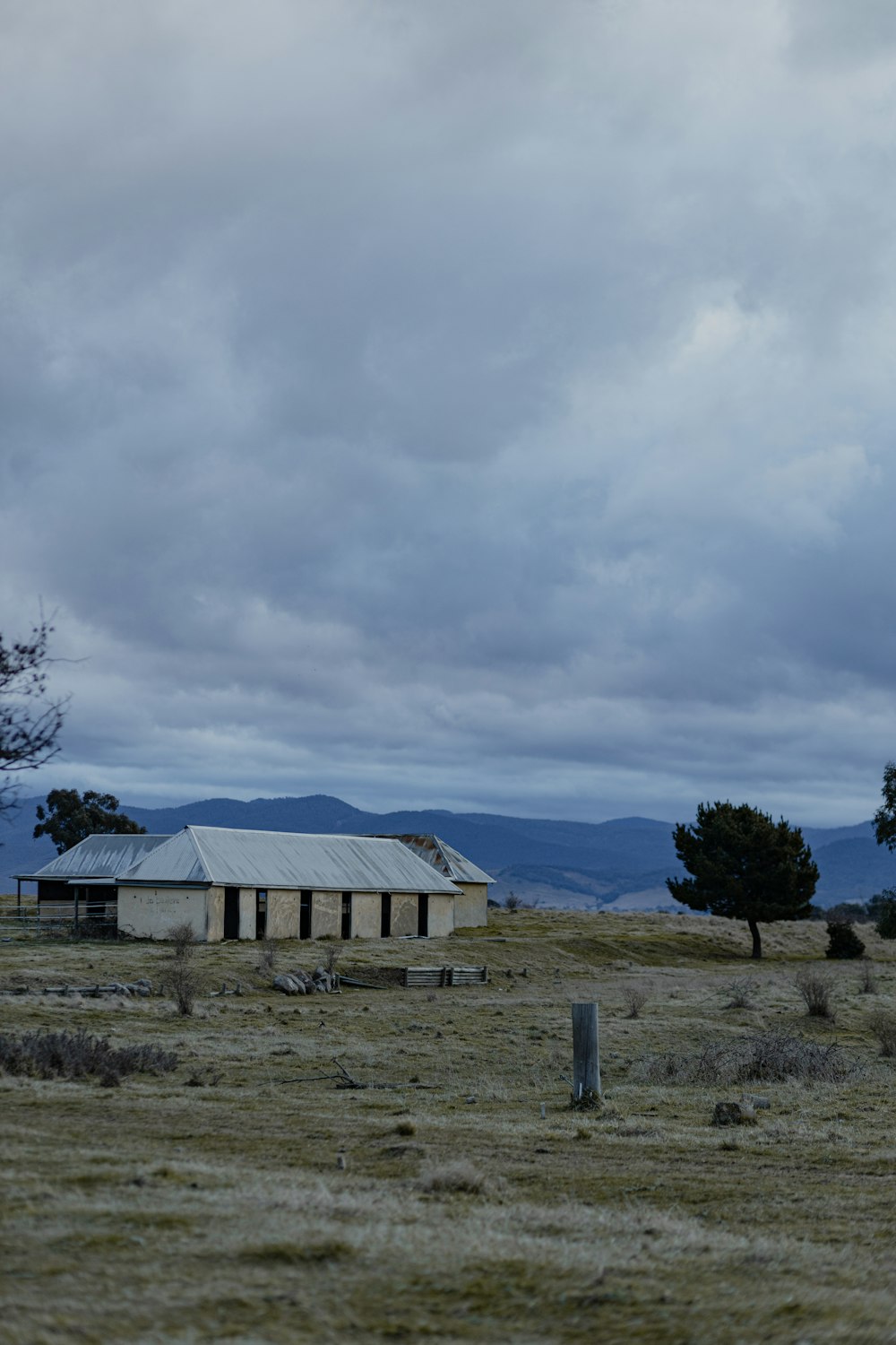 a building in a field