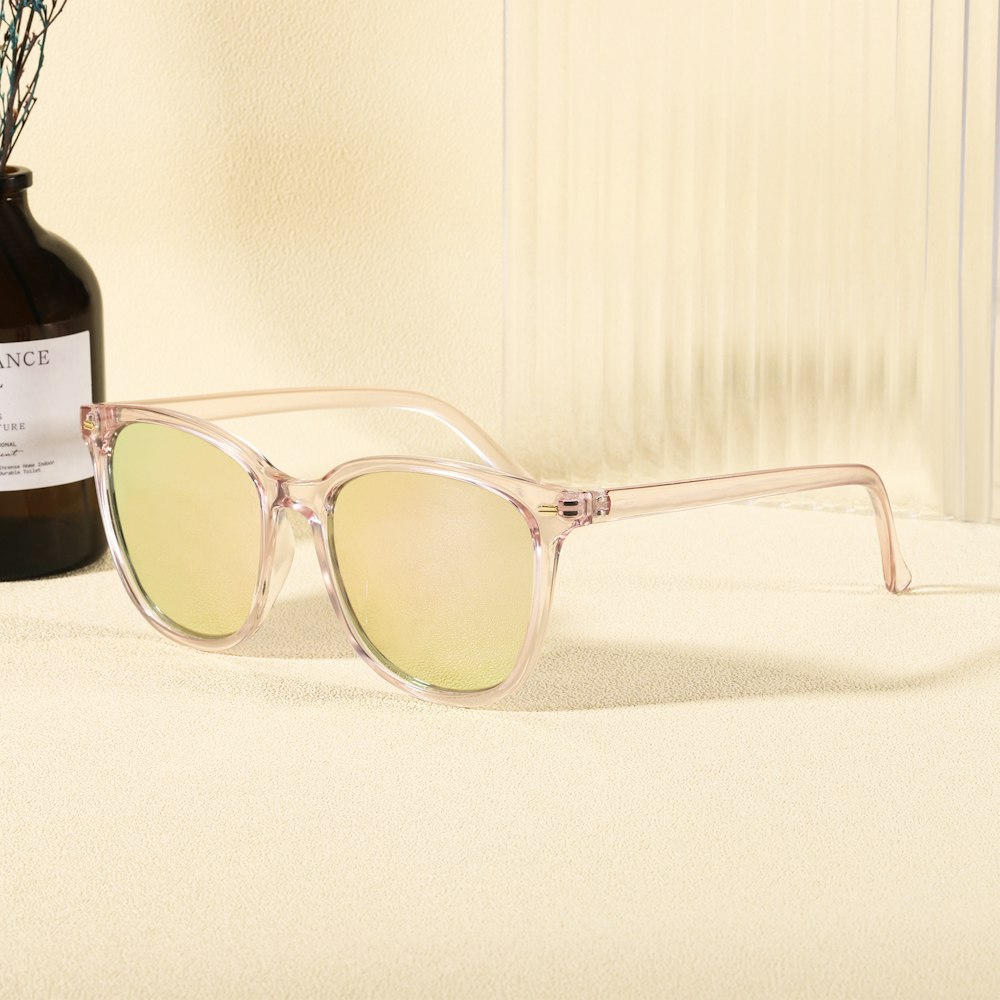 a pair of glasses on a table