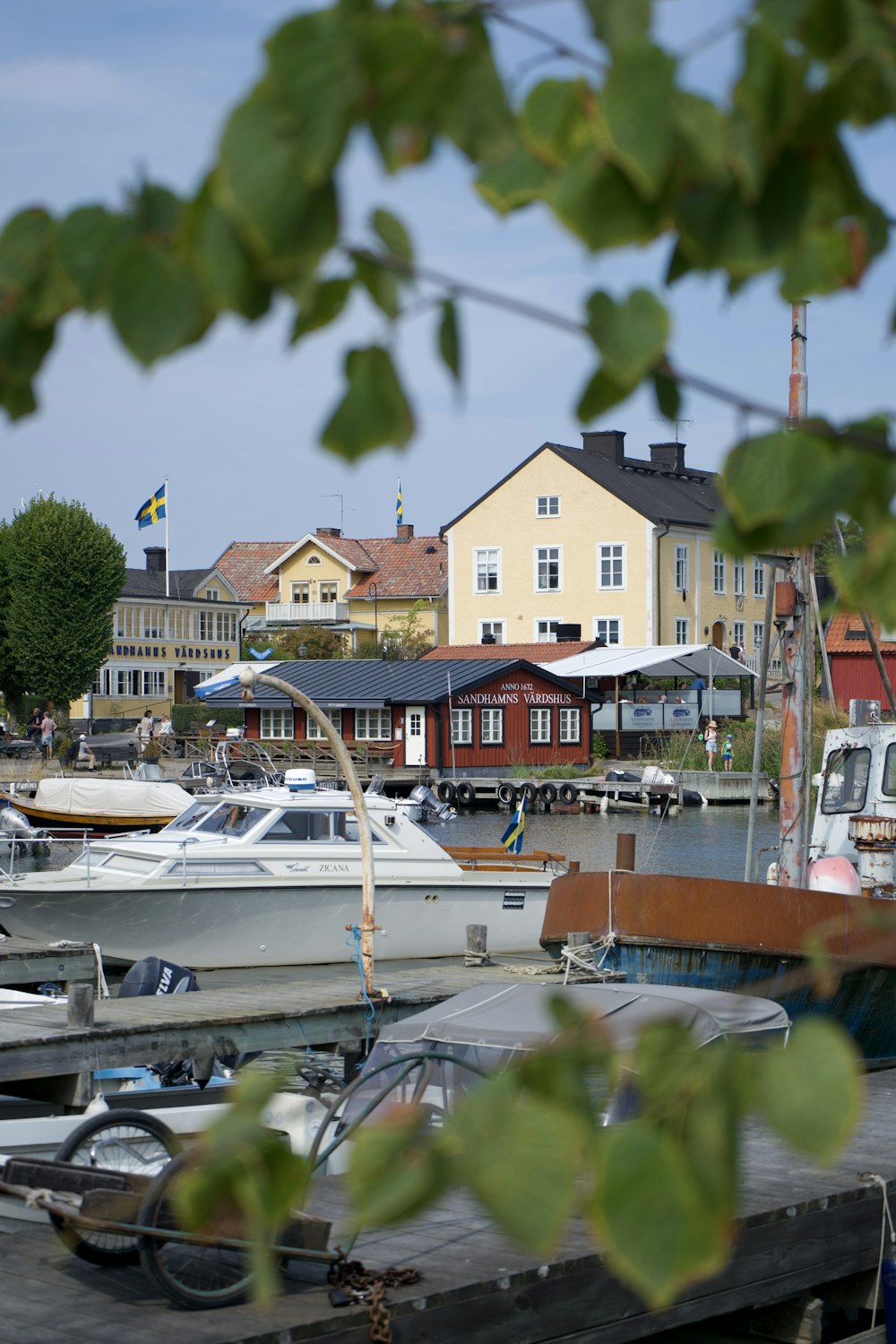 boats docked at a pier