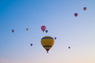 a group of hot air balloons in the sky