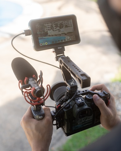 a person holding a device