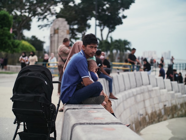 a man sitting on a bench