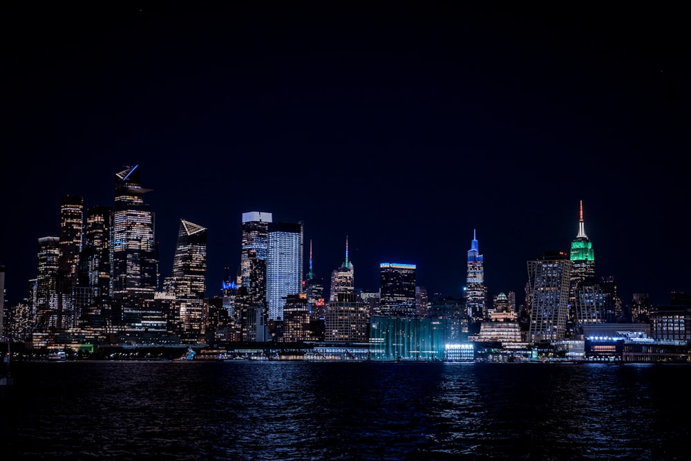 a city skyline at night