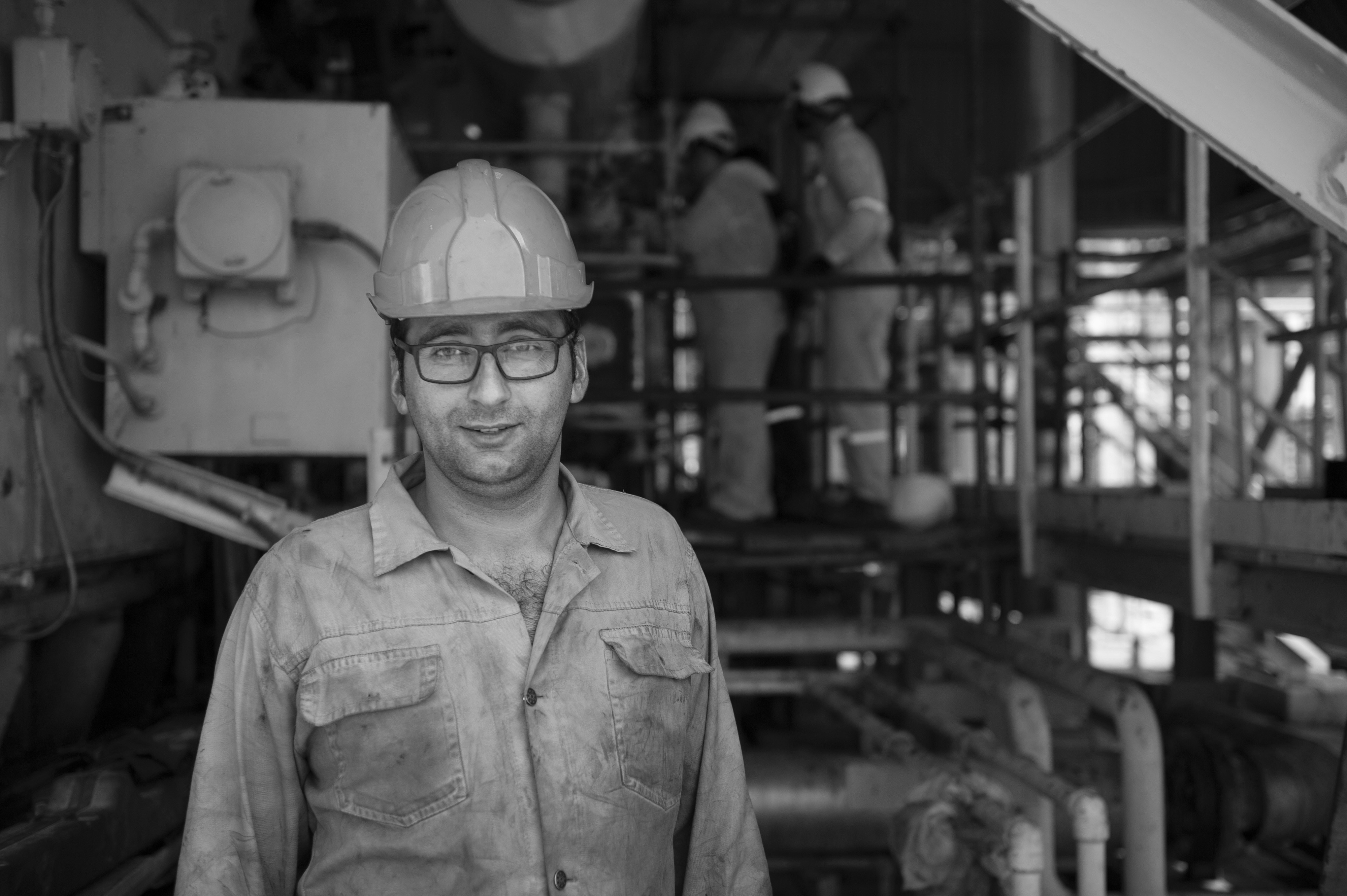 a man wearing a hard hat