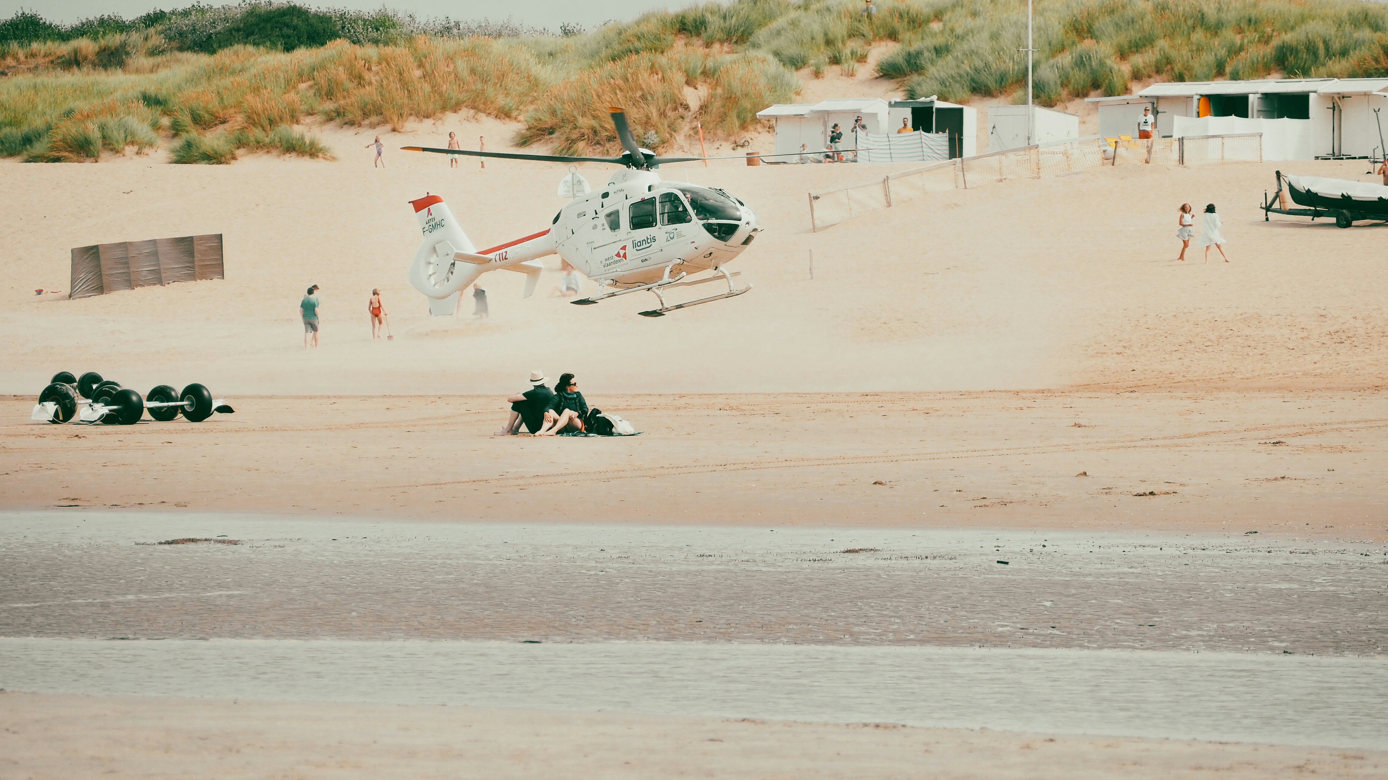 a helicopter on a beach