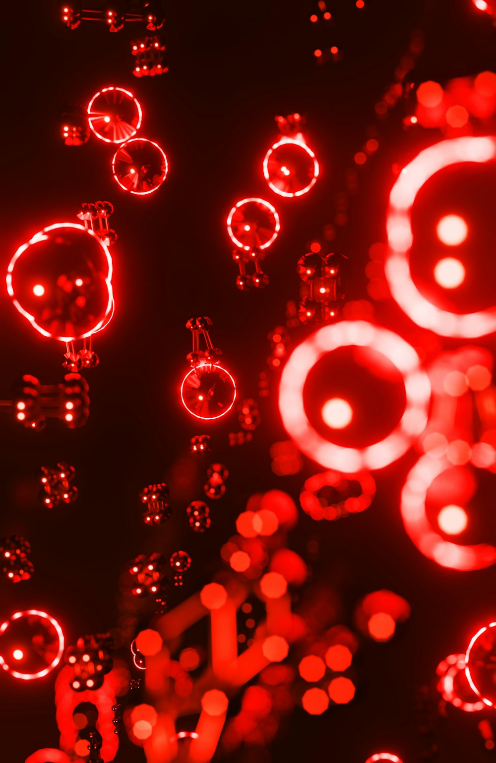 a group of red and white lights