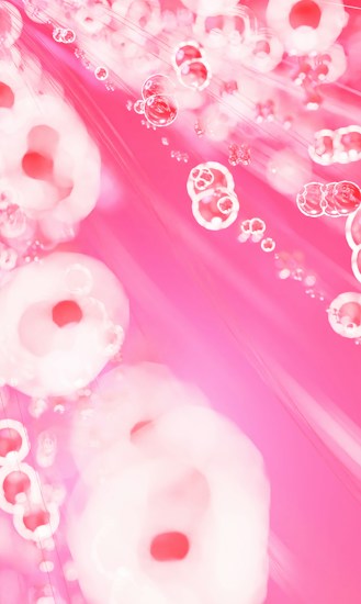 A vibrant pink background filled with bubbles and circular shapes, creating a dynamic and fluid impression. Some bubbles appear larger with subtle transparency, giving a sense of depth.