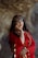 a woman in a red dress