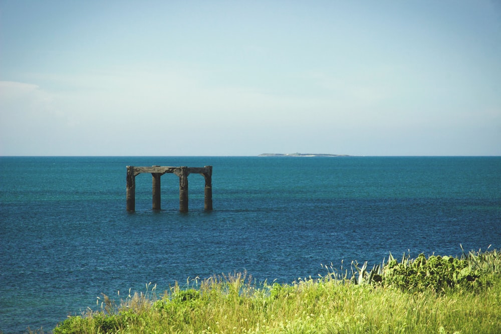 a wooden dock in the water