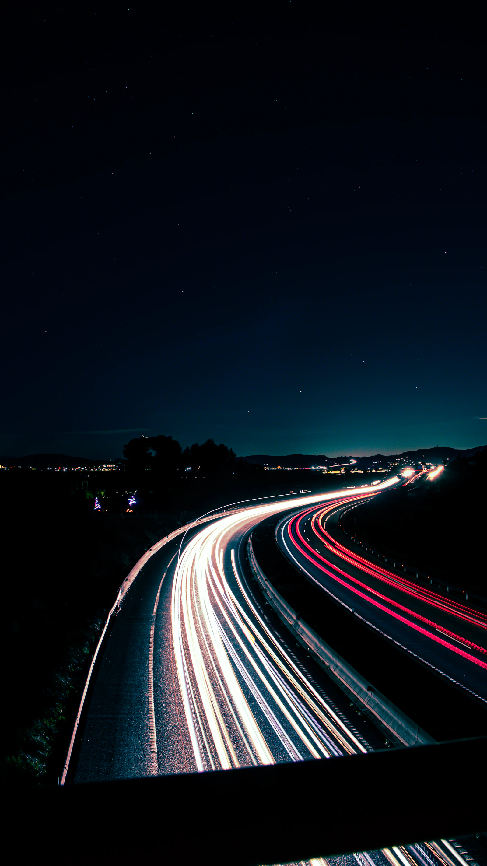 A road with lights at night