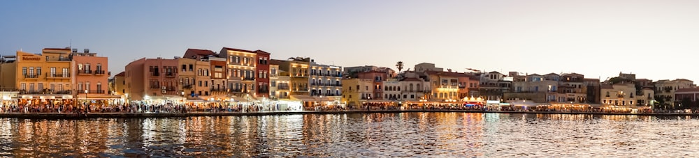 a body of water with buildings along it