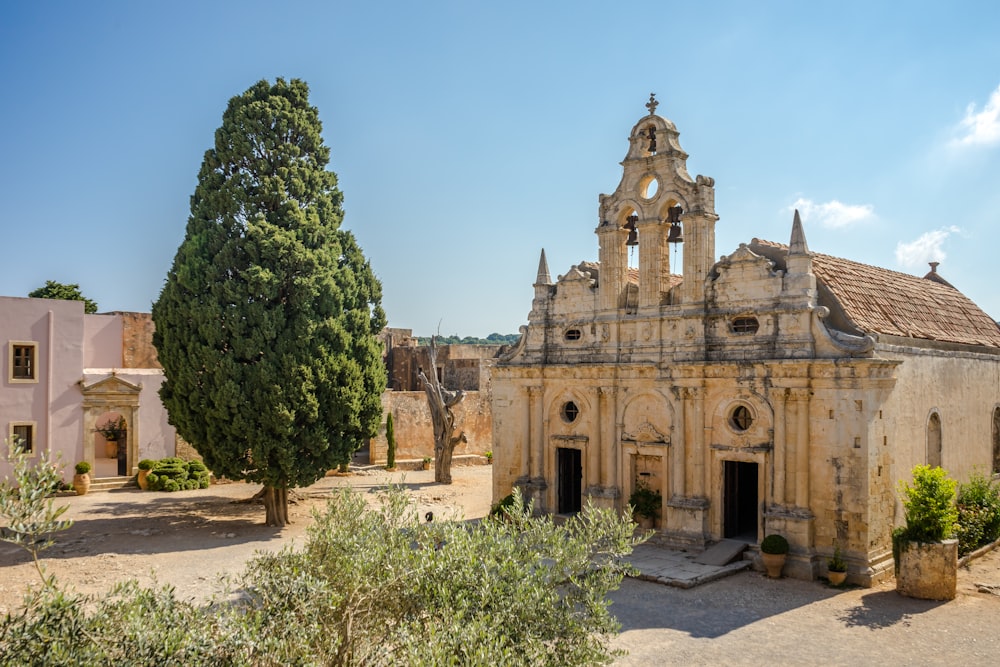 a church with a clock tower