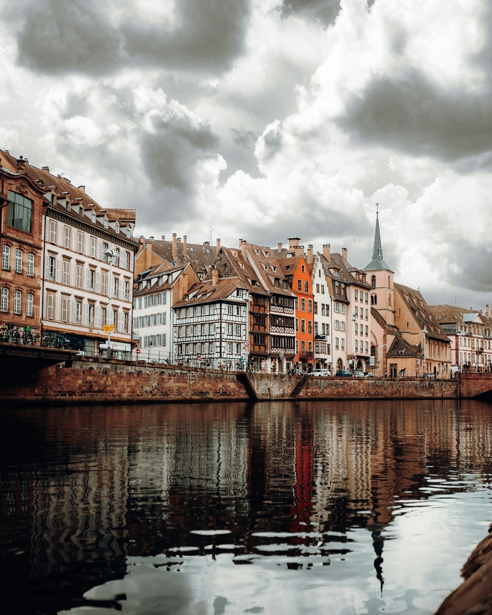 a body of water with buildings along it