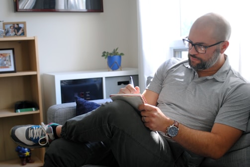 a man sitting on a couch