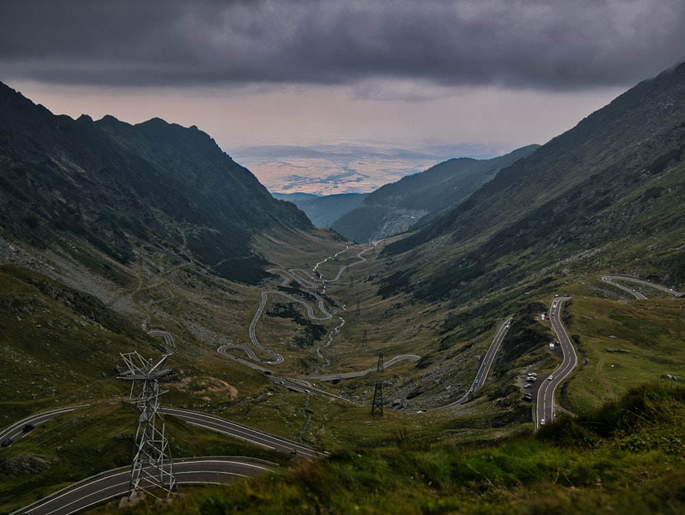 a road going through a valley