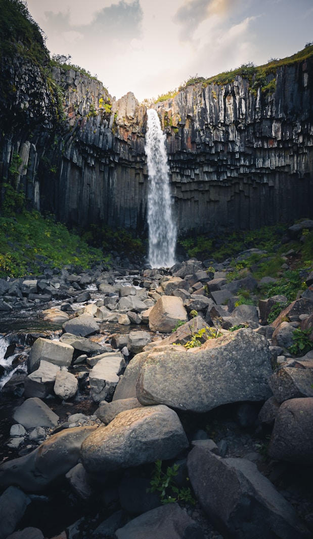 a waterfall over rocks