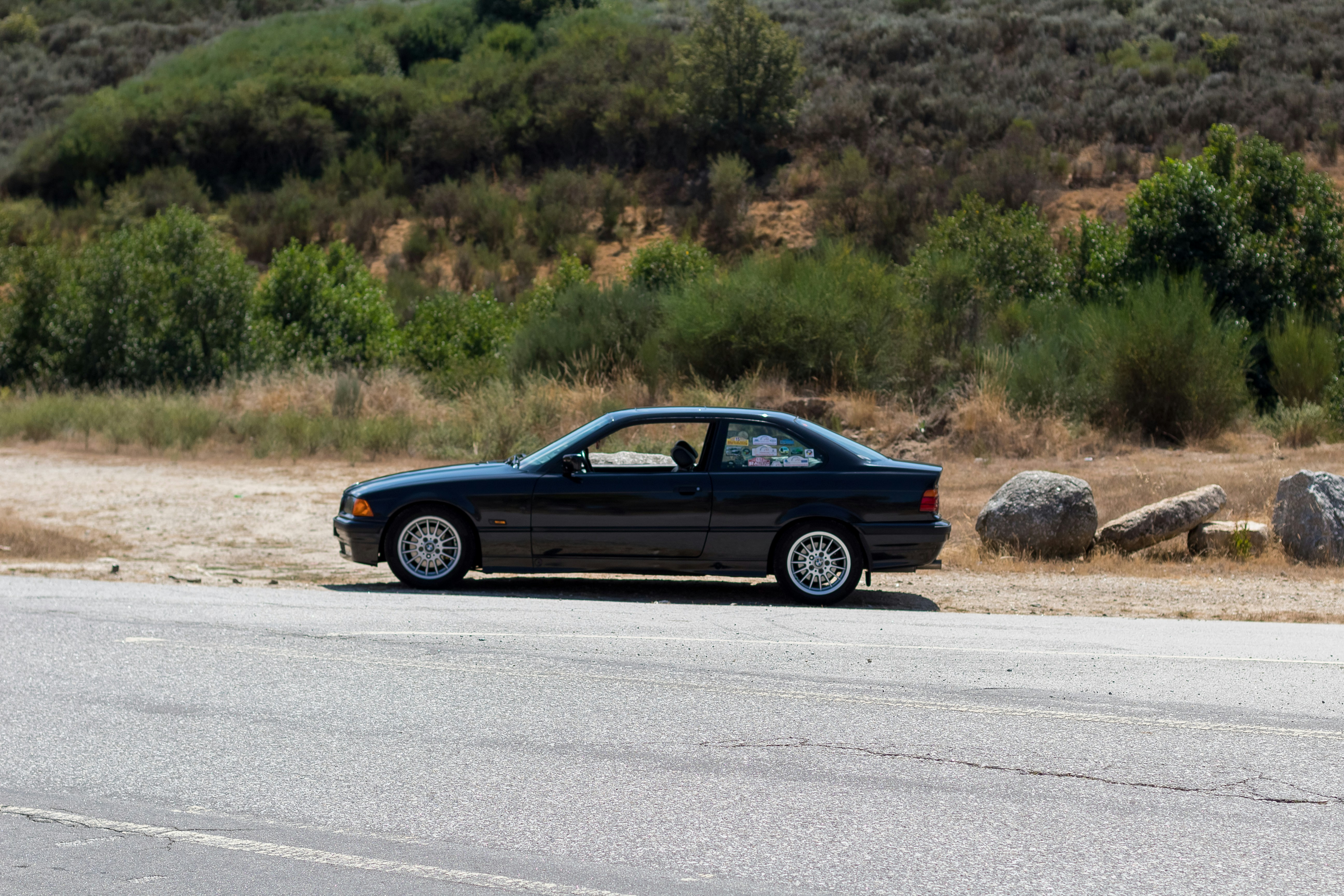 a car driving on a road