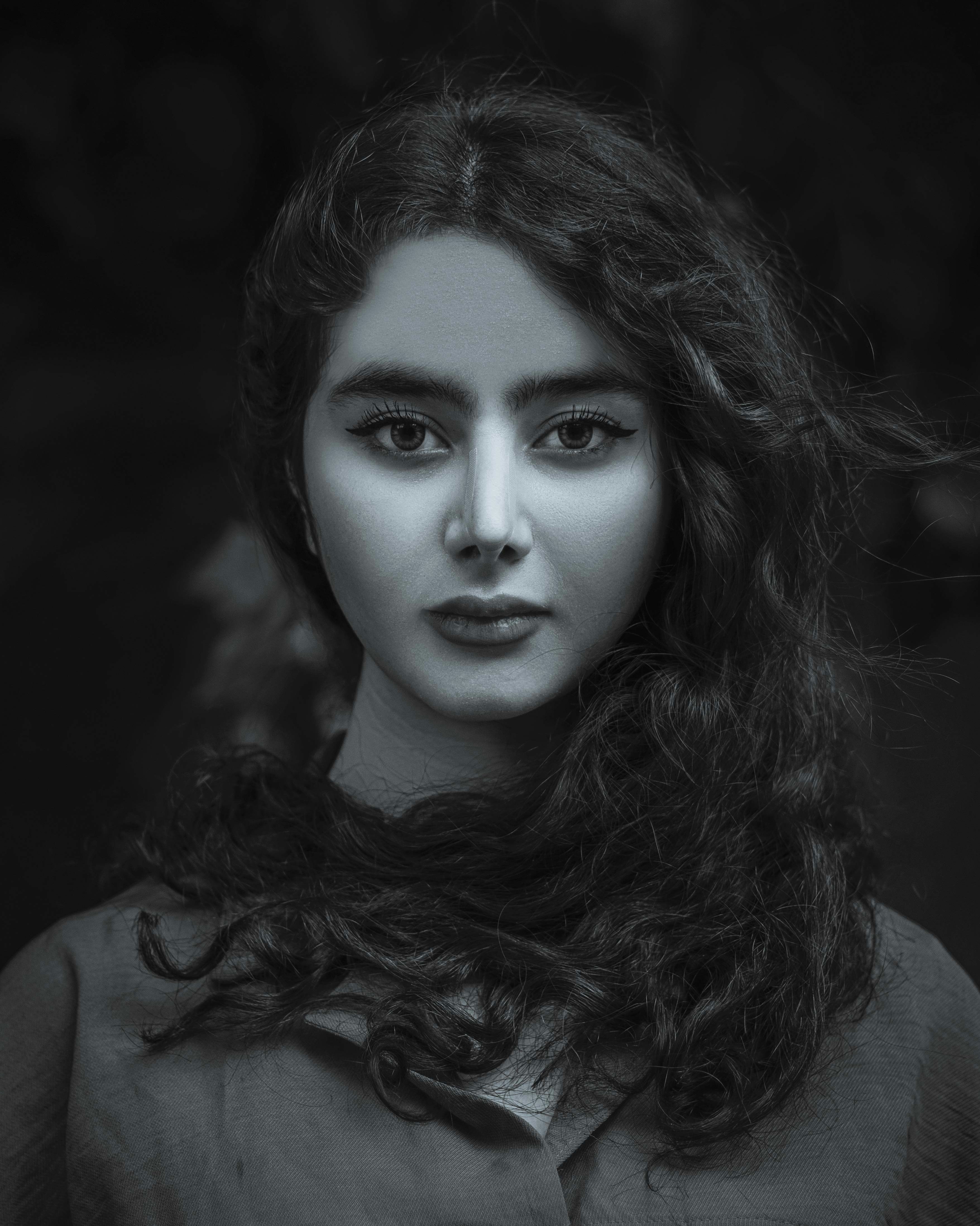 a woman with long hair