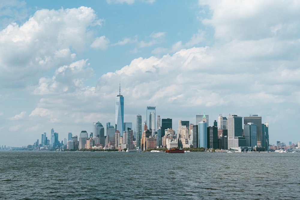 a city skyline across the water