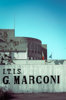 a building with a sign in front of it