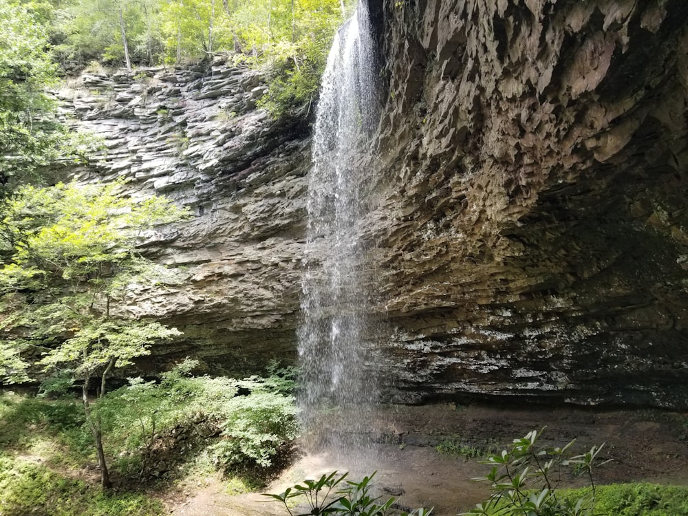 a waterfall over a cliff