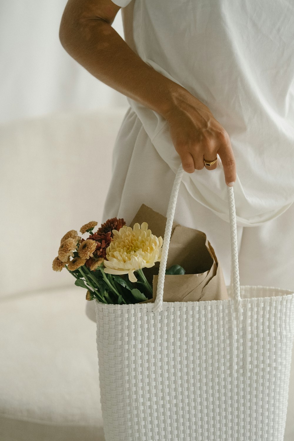 a person holding a purse