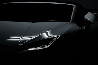 Side profile of a sporty luxury coupe with reflections emphasizing its aerodynamic design.