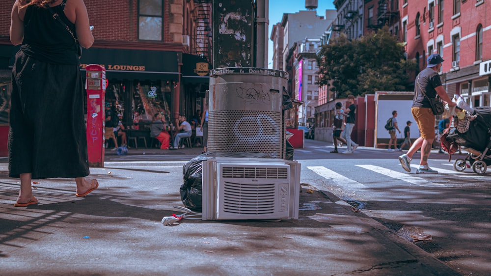 a large metal object on a street